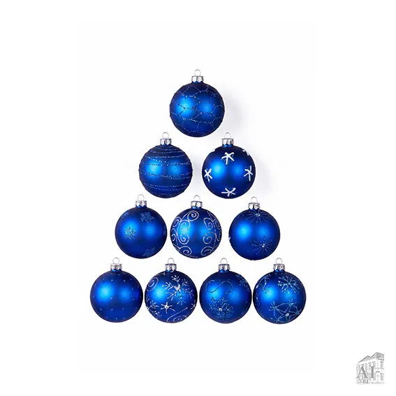 Det Gamle Apotek Blue Christmas baňka 8 cm modré sklo