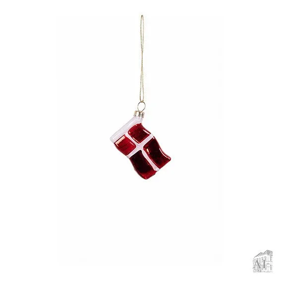 Det Gamle Apotek Danish Flag skleněná baňka červená 3 cm