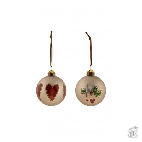 Det Gamle Apotek Christmas bauble skleněná baňka šedá 8 cm 2ks