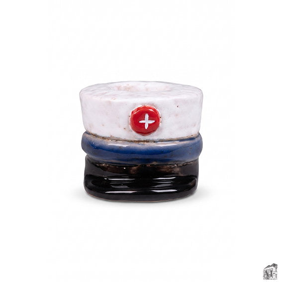 Det Gamle Apotek Candle holder svícen modrý keramický