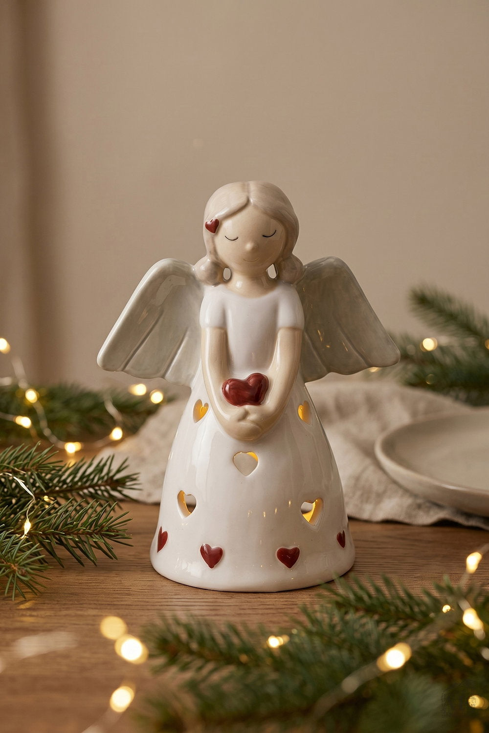 Det Gamle Apotek Angel keramický anděl 12 cm bílý