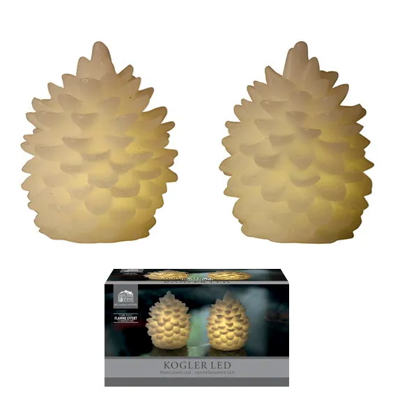 Det Gamle Apotek Pinecone w. 1 LED svíčka bílá 9 cm vosková