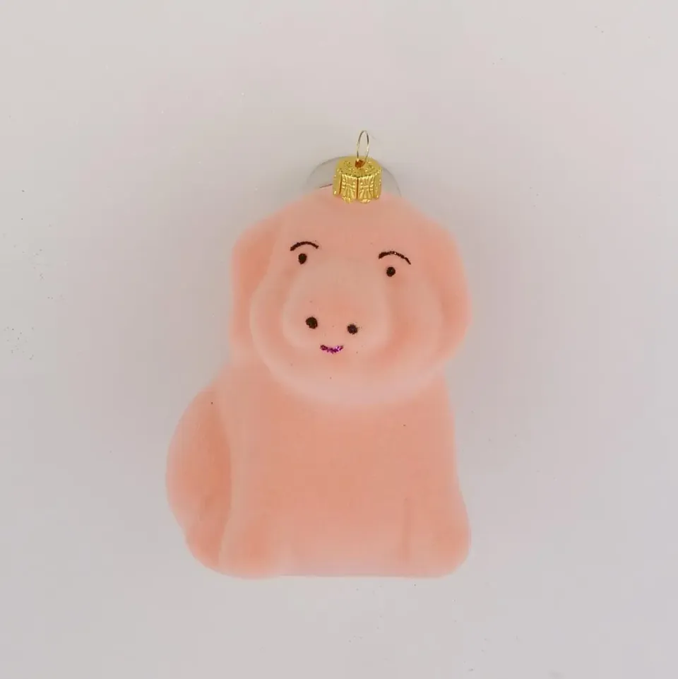 Vánoční ozdoby vícebarevná skleněná figurka prasátko