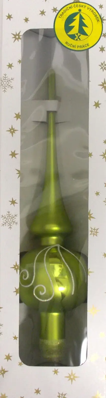 Vánoční ozdoby kiwi matná dekorovaná skleněná špice