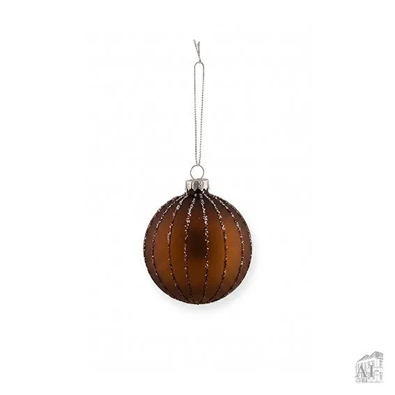 Det Gamle Apotek Brown baňka 8 cm hnědá se třpytkami