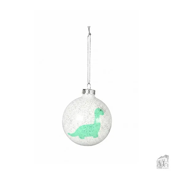 Det Gamle Apotek White Christmas skleněná baňka 8 cm bílá s glitry