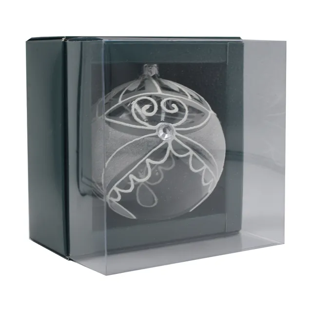 Vitbis Crystal baňka skleněná ozdoba bílá 10 cm