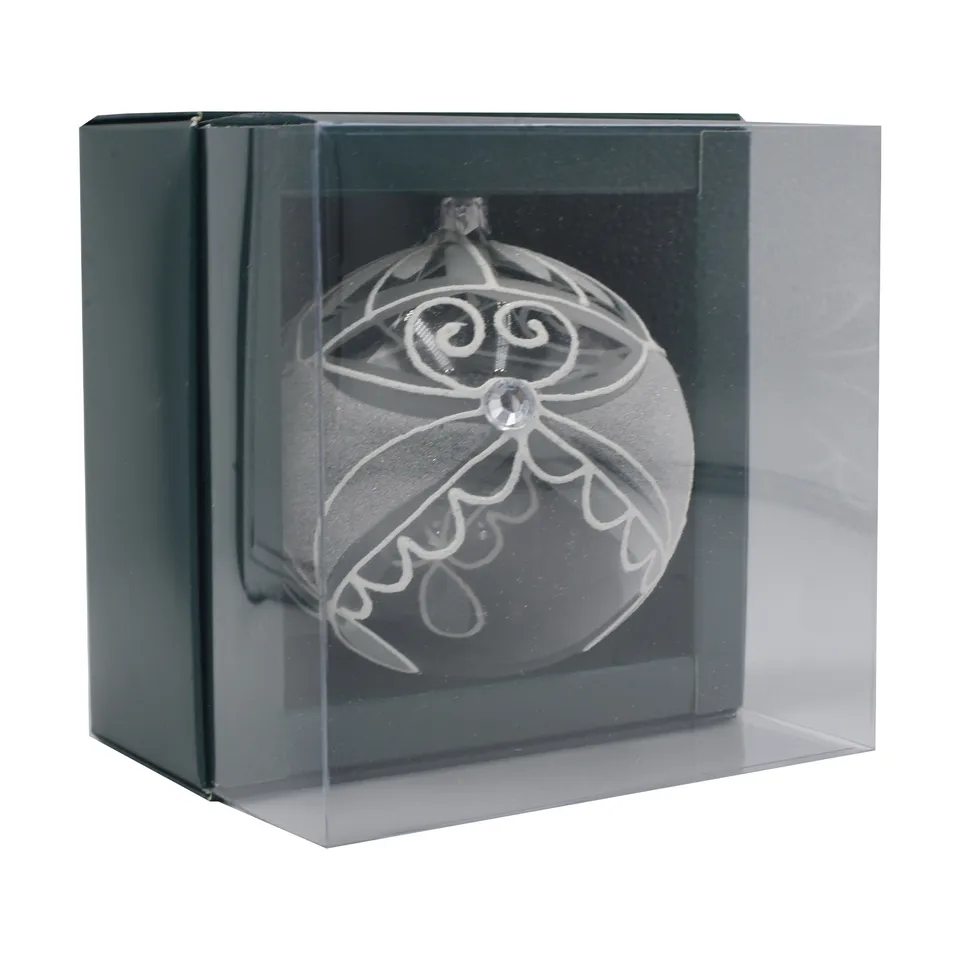 Vitbis Crystal baňka skleněná ozdoba bílá 10 cm