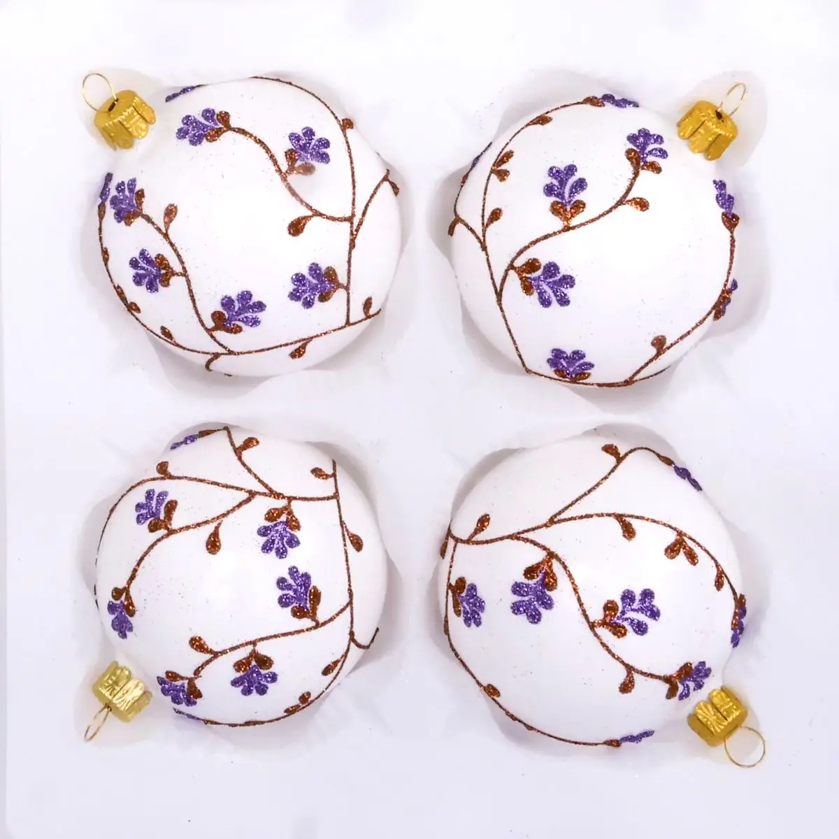 Vánoční ozdoby bílá koule porcelánová s dekorem