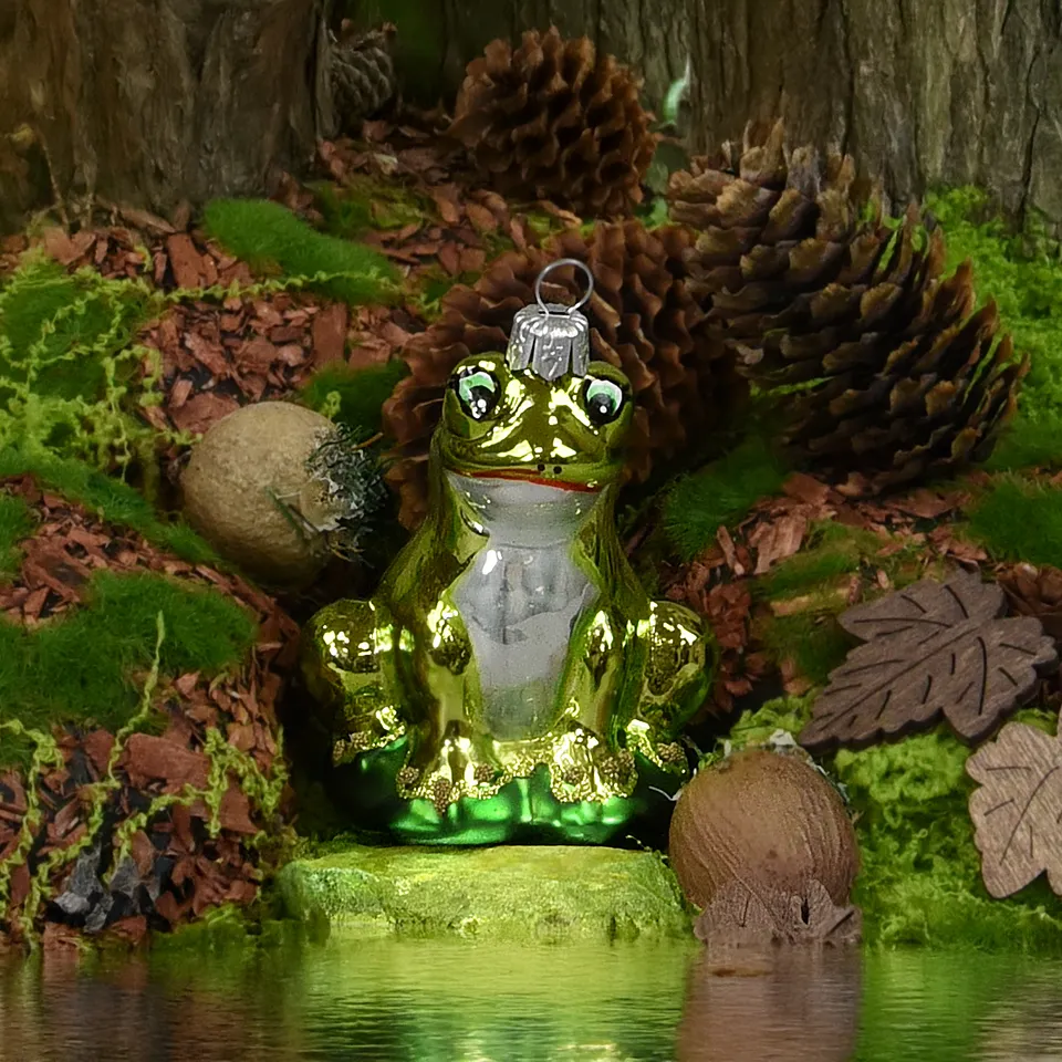 Vitbis zelená žába skleněná baňka figurka 9 cm