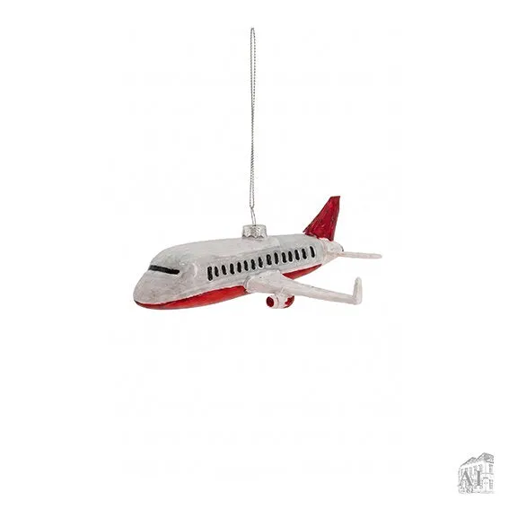 Det Gamle Apotek Airplane skleněná ozdoba letadlo bílá