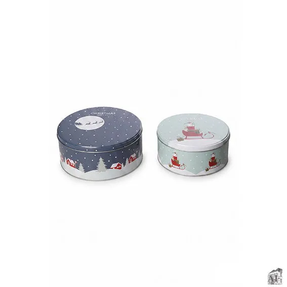 Det Gamle Apotek Biscuit Tin plechová dóza modrá 2 ks