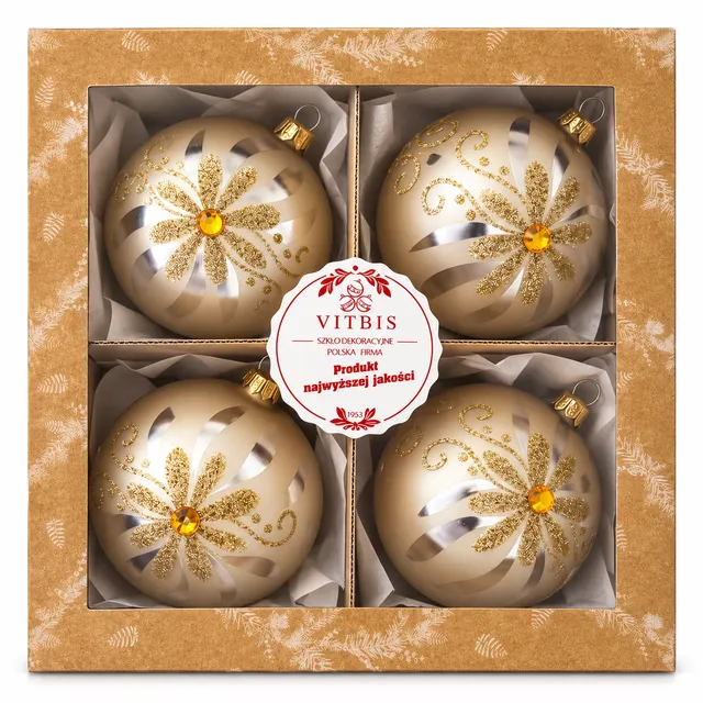 Vitbis Šampaň mat 10 cm vánoční baňky 4 ks
