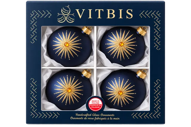 Vitbis Tradiční zdobené 8 cm skleněné baňky 4 ks
