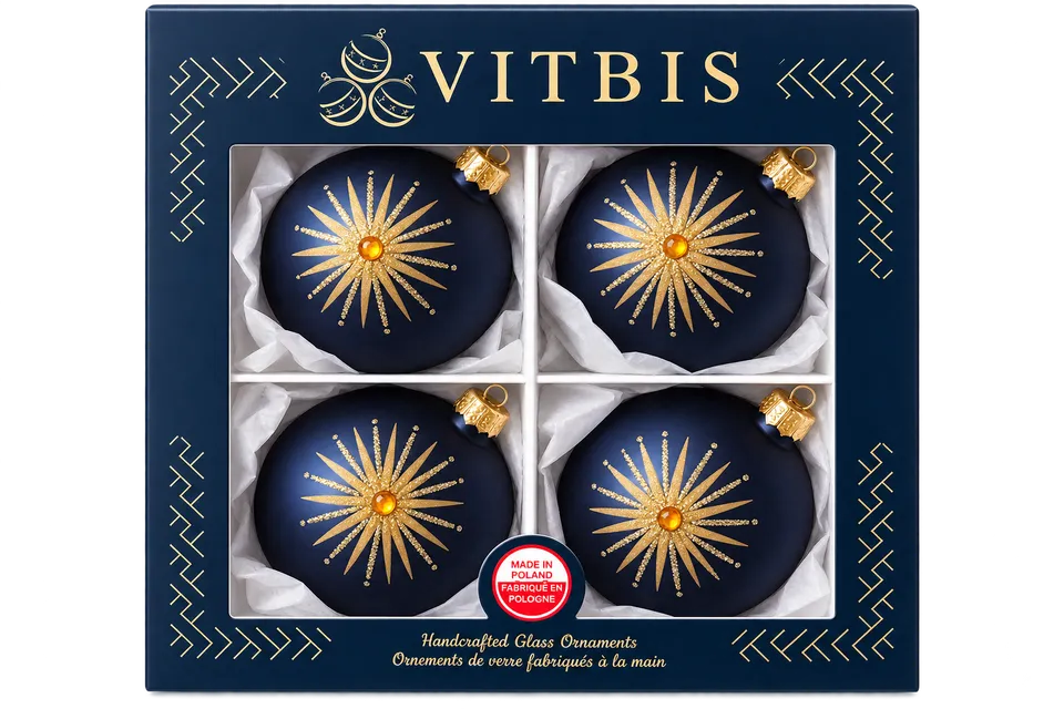 Vitbis Tradiční zdobené 8 cm skleněné baňky 4 ks