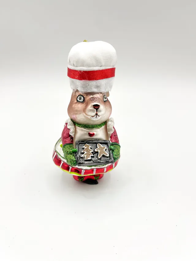 Vitbis Myš šéfkuchař skleněná figurka ozdoba 11 cm
