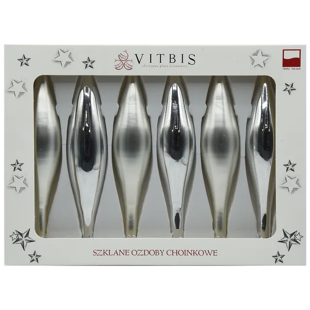Vitbis Stříbrné rampouchy skleněné ozdoby 15 cm 6 ks