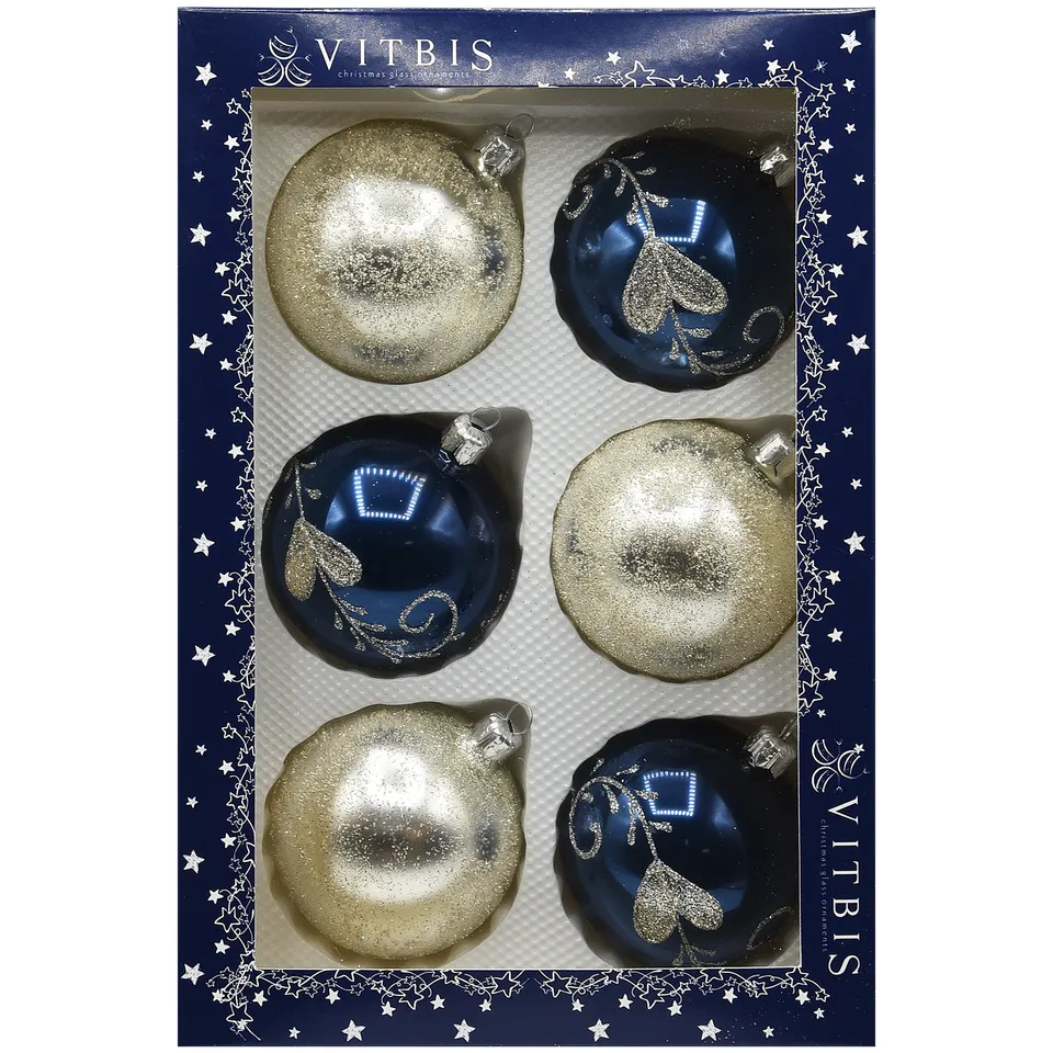 Vitbis Granátovo-stříbrná sada baněk 8 cm 6 ks