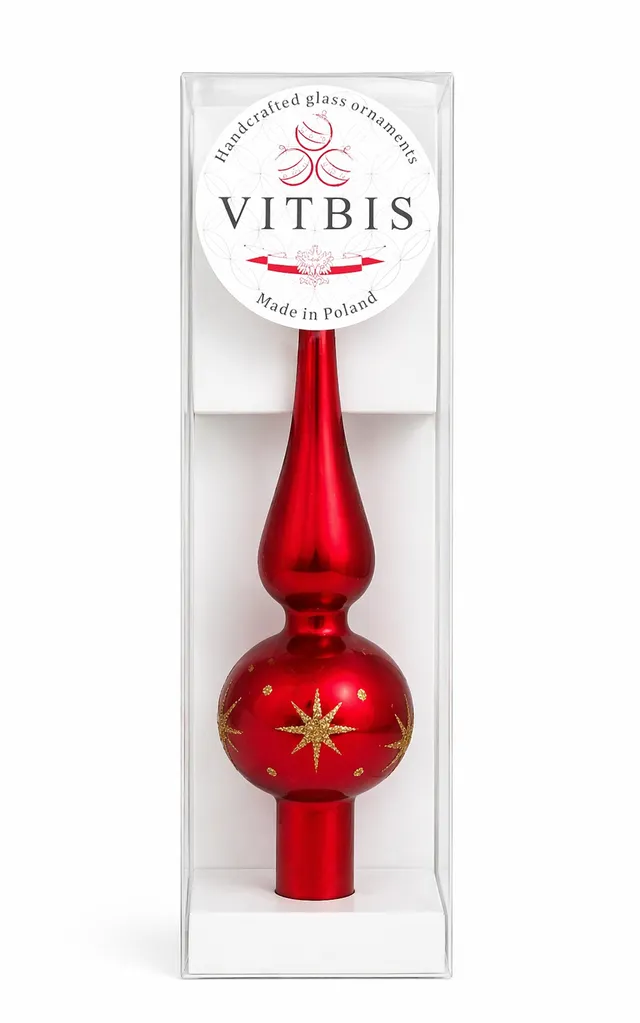 Vitbis červená skleněná špice na stromek 24 cm matná
