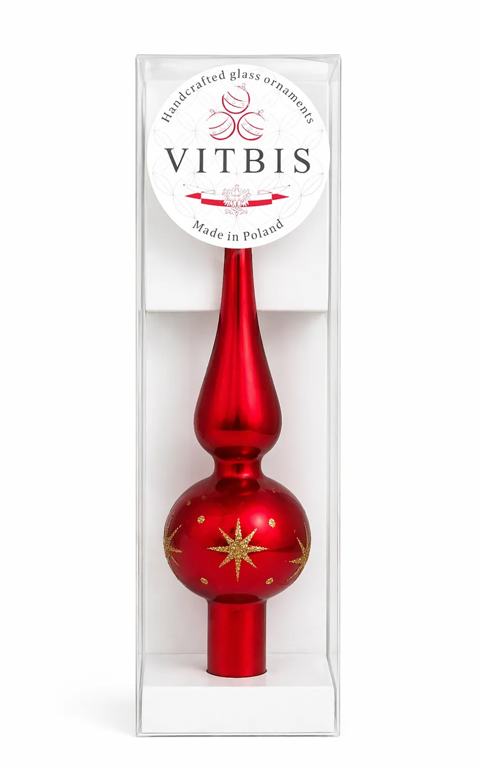 Vitbis červená skleněná špice na stromek 24 cm matná
