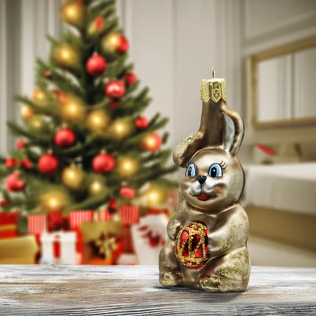 Vitbis Králíček skleněná figurka 7 cm s vajíčkem