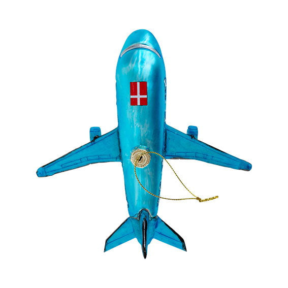 Det Gamle Apotek Airplane skleněná ozdoba letadlo modrá