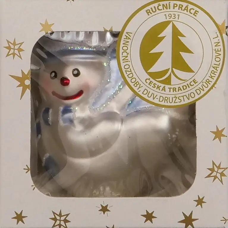 Vánoční ozdoby sněhulák s balíčkem vícebarevná figurka