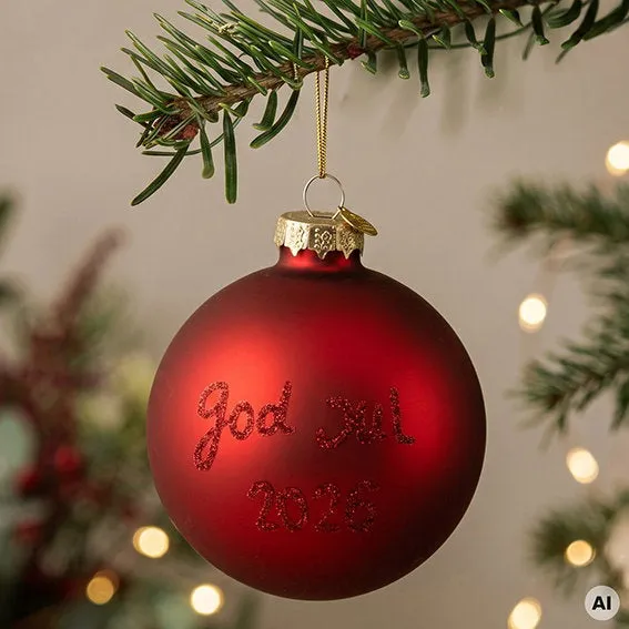 Det Gamle Apotek Annual Christmas bauble 2026 skleněná baňka červená