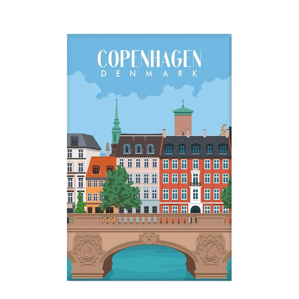 Det Gamle Apotek Magnet København kovový modrý 8 cm