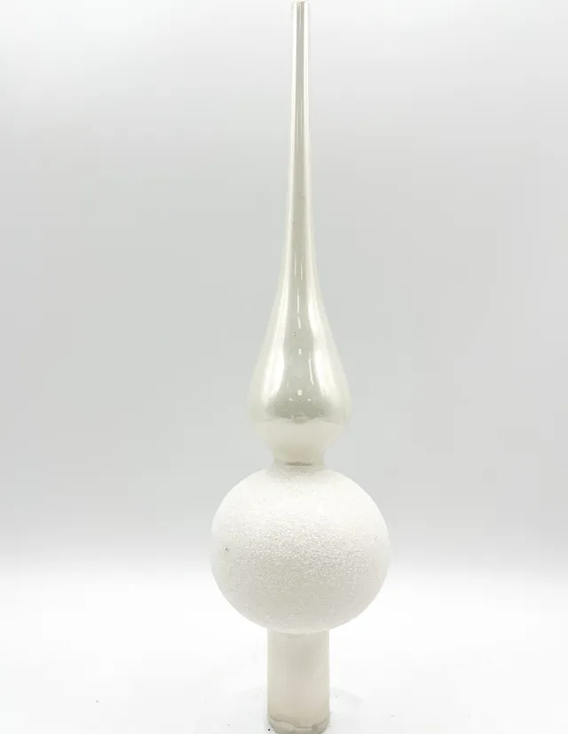 Vitbis Bílý skleněná špice 24 cm s brokatem