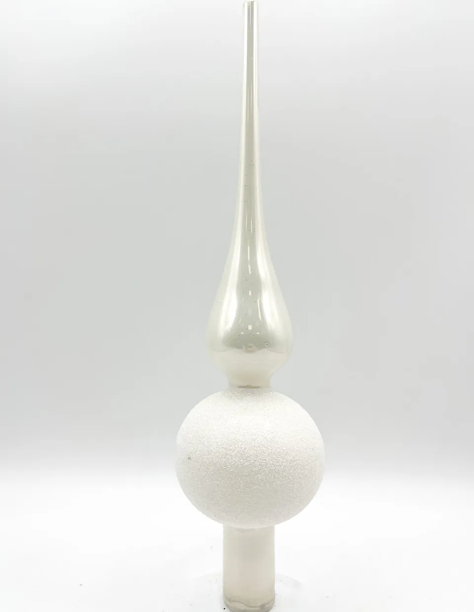 Vitbis Bílý skleněná špice 24 cm s brokatem