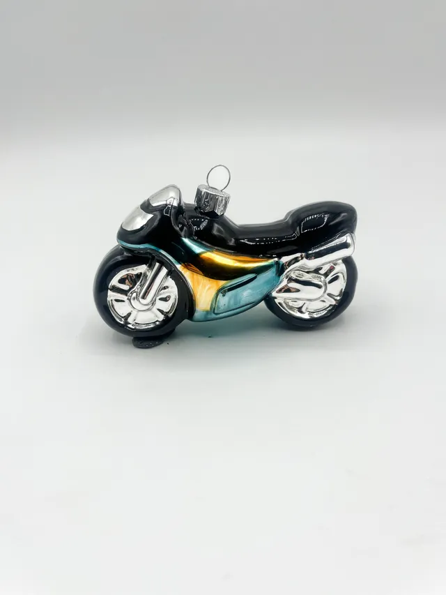 Vitbis Motocykl skleněná ozdoba 7 cm černá