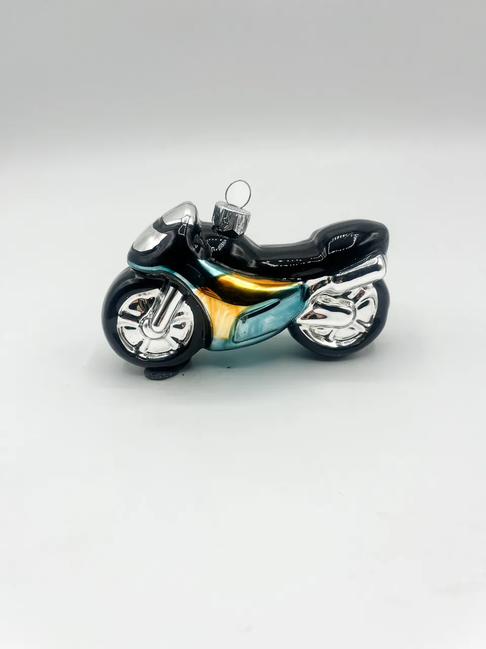 Vitbis Motocykl skleněná ozdoba 7 cm černá