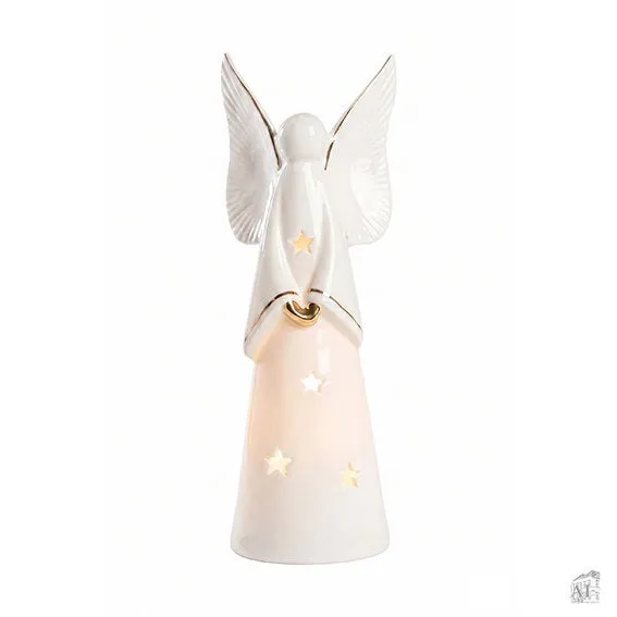Det Gamle Apotek Angel LED porcelánový anděl bílý 23 cm