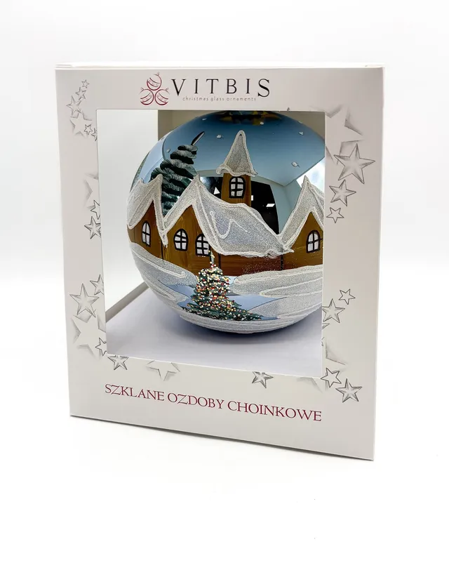 Vitbis Zimní krajina skleněná baňka 15 cm mix 1 ks