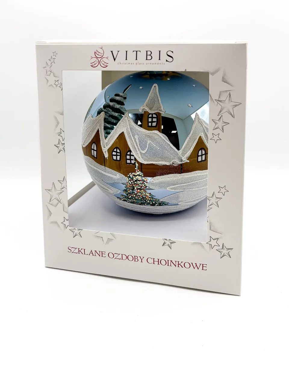 Vitbis Zimní krajina skleněná baňka 15 cm mix 1 ks