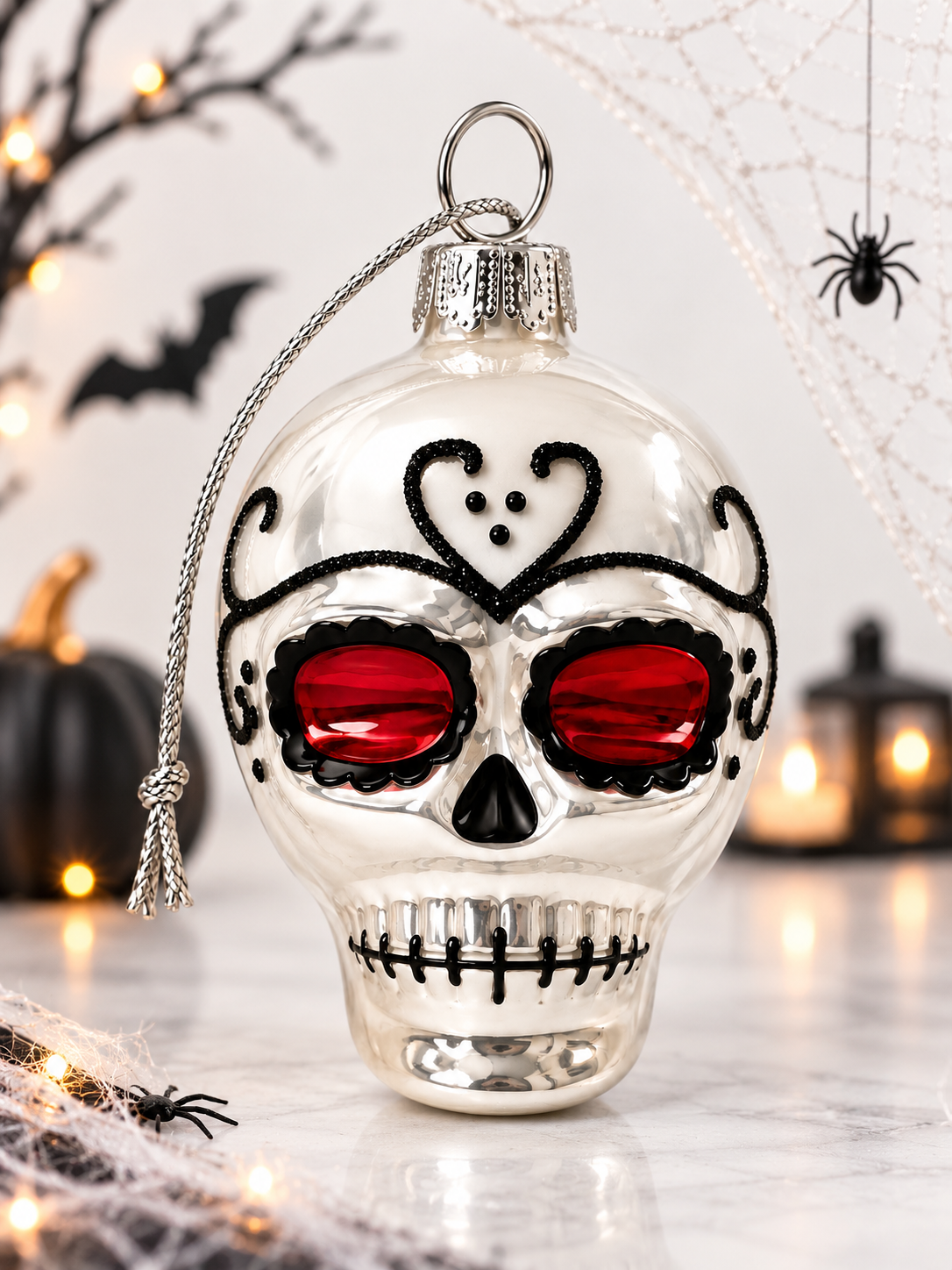 Vitbis Lebka skleněná baňka 7 cm halloween