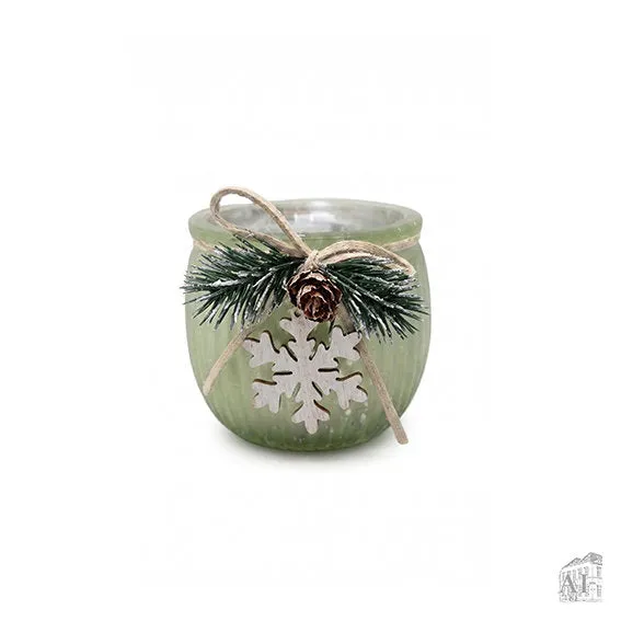 Det Gamle Apotek Tealight skleněný svícen zelený 7 cm