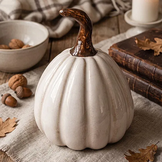 Det Gamle Apotek Pumpkin keramická dýně bílá 9 cm