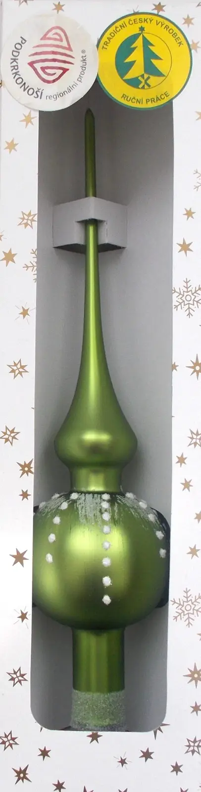Vánoční ozdoby špice jednokulová kiwi matná dekorovaná
