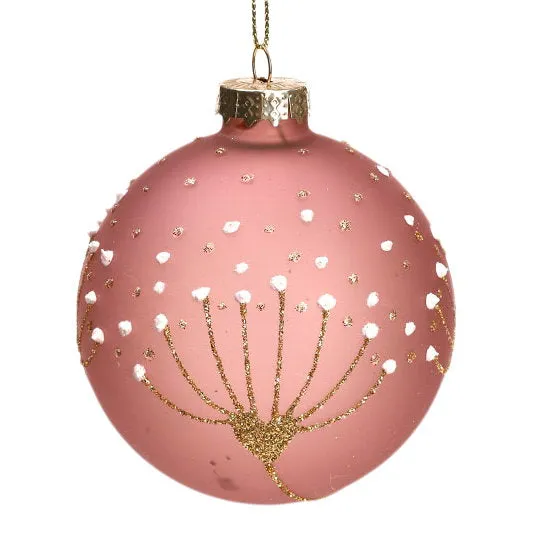 Det Gamle Apotek Pink Christmas Bauble baňka 8 cm třpyt