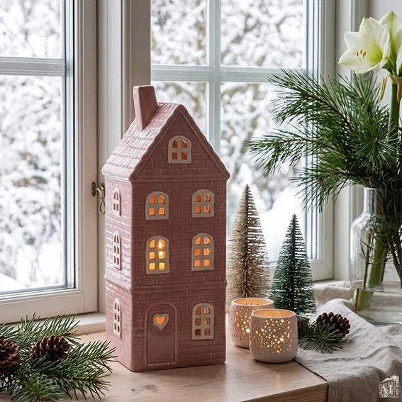 Det Gamle Apotek Candle holder svícen keramický růžový 25 cm