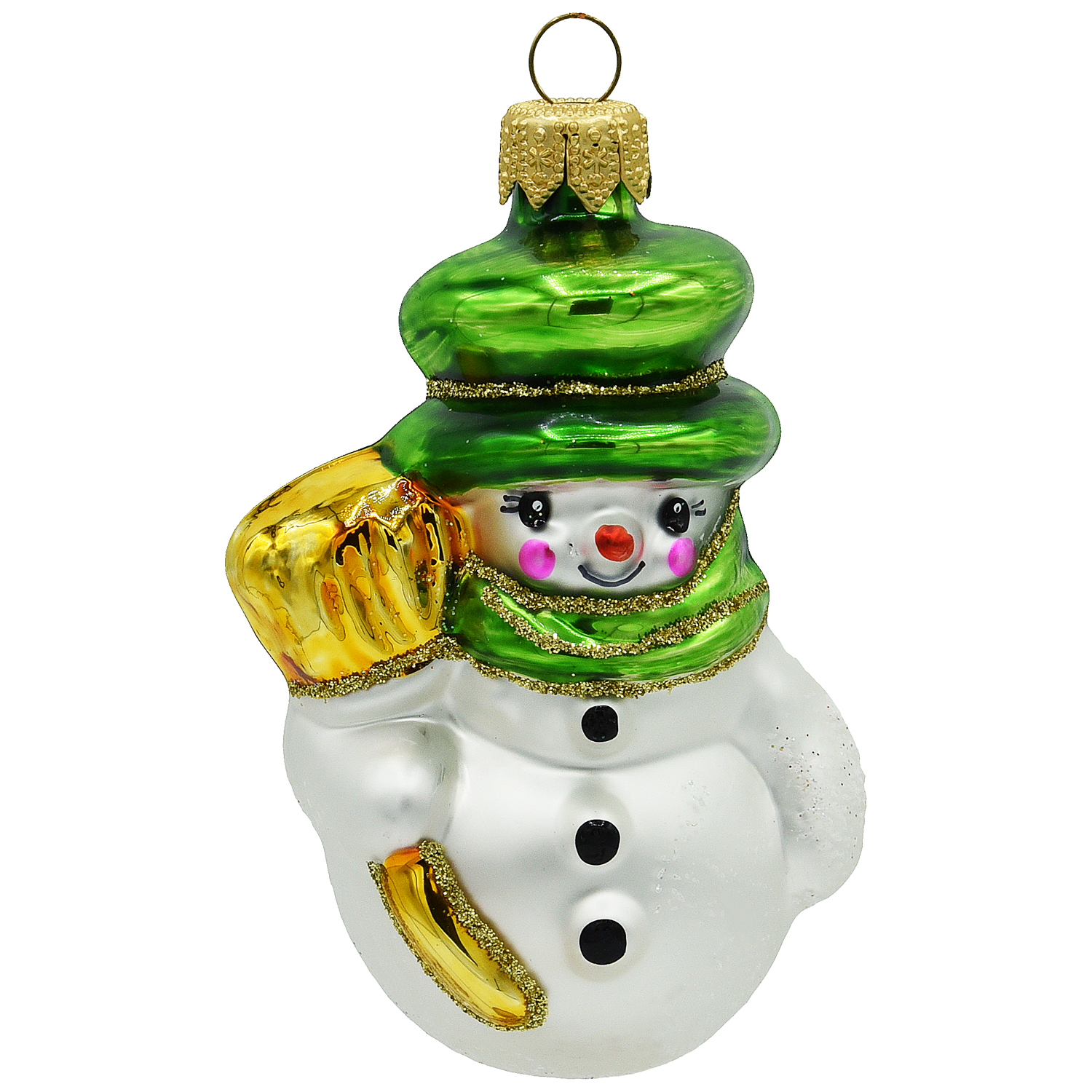 Vitbis Sněhulák s koštětem skleněná figurka 9 cm