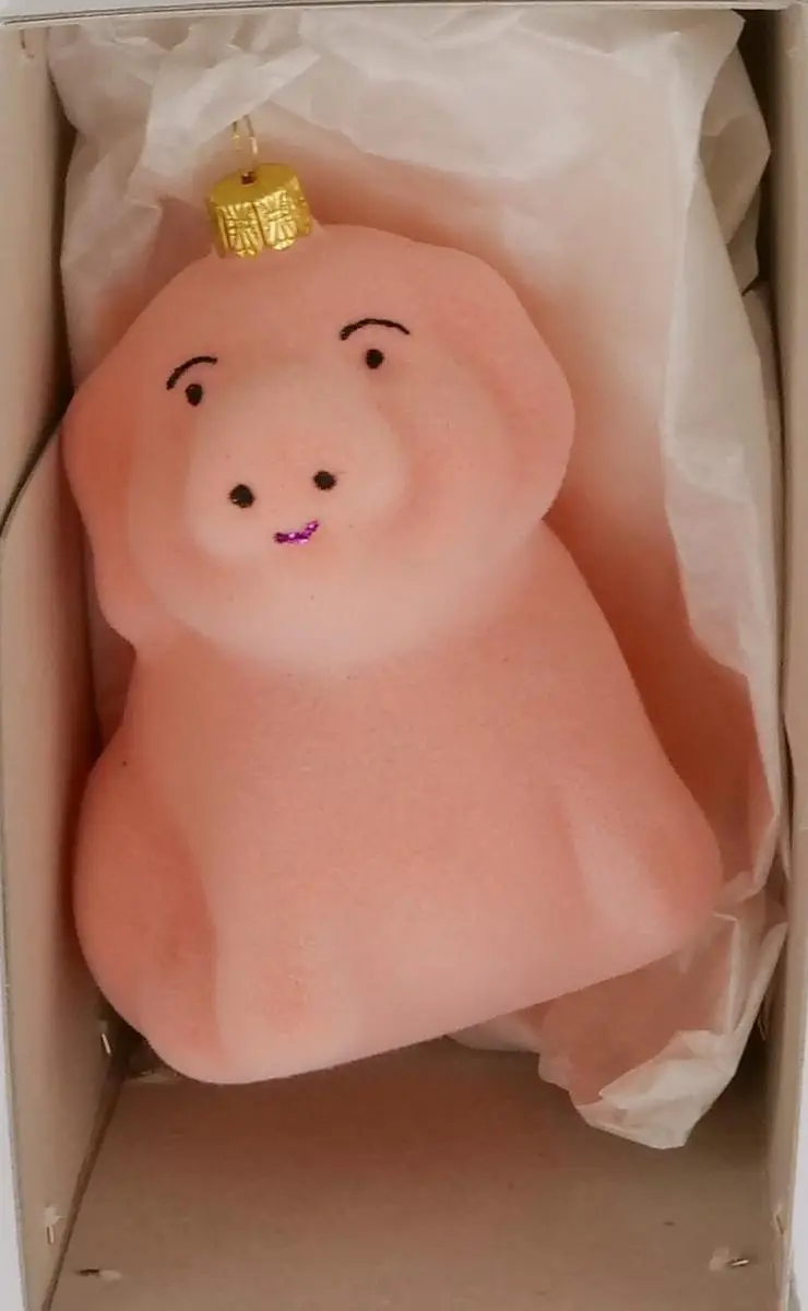 Vánoční ozdoby vícebarevná skleněná figurka prasátko