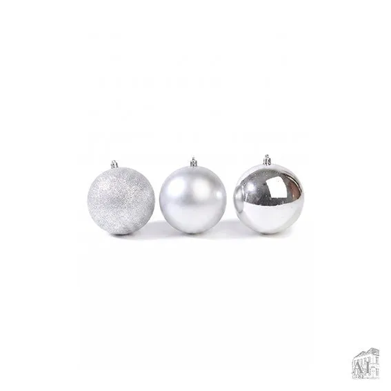 Det Gamle Apotek Silver Christmas bauble baňky stříbrné plast