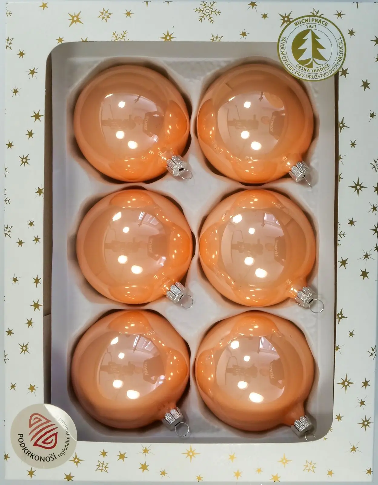 Vánoční ozdoby starorůžová porcelánová koule skleněná ozdoba