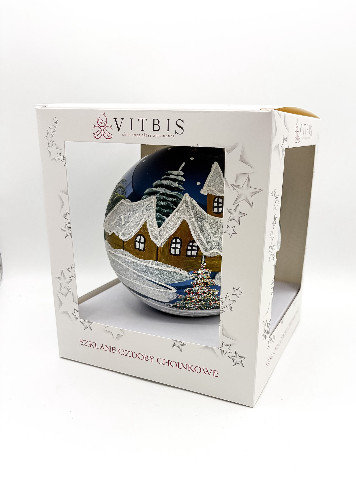 Vitbis Zimní krajina skleněná baňka 15 cm mix 1 ks
