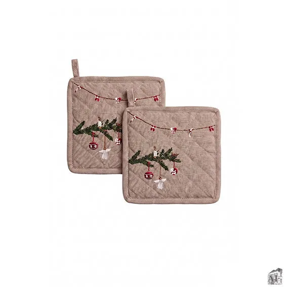 Det Gamle Apotek Pot holders chňapky 20x20 cm přírodní 2ks
