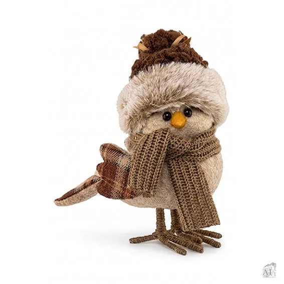 Det Gamle Apotek Bird ptáček 15 cm hnědý polyester