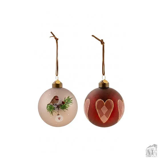 Det Gamle Apotek Christmas bauble baňka červená 8 cm 2 ks